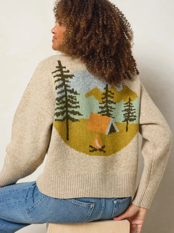 Jacquard Button Front Cardigan Sweater - Beige Camp-view 5