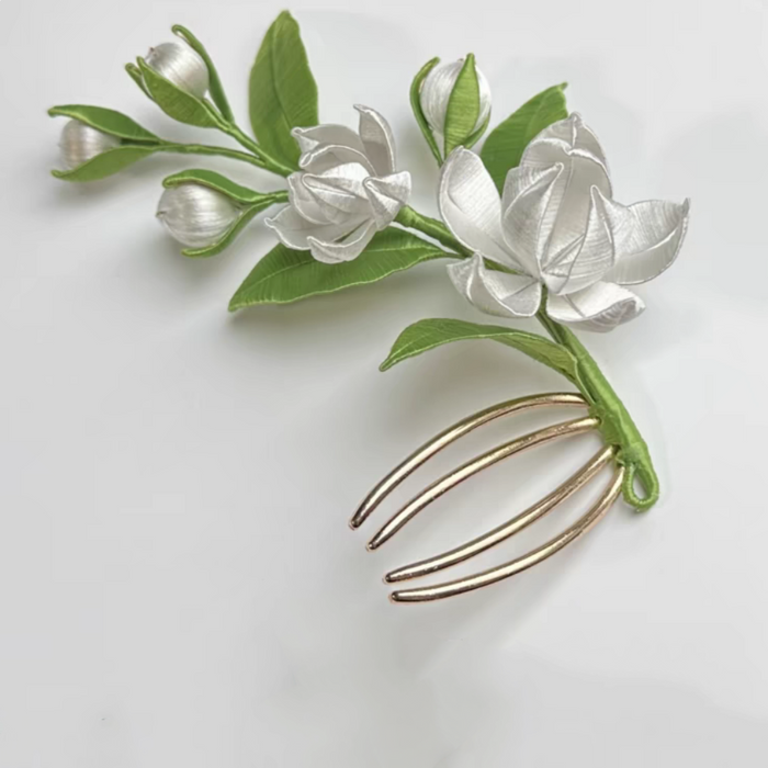 Jasmine Hair Comb Chanhua Materials Flowers DIY Kit - Include Detailed Video Tutorial