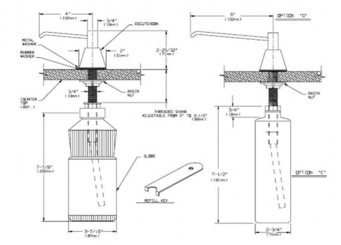JD MACDONALD 10-0332 Soap Dispenser Bench Mounted