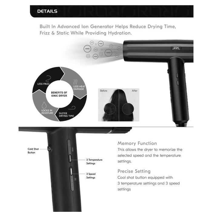 JRL Forte Pro Dryer  - White # FP2020H-W - Palms Fashion Inc.