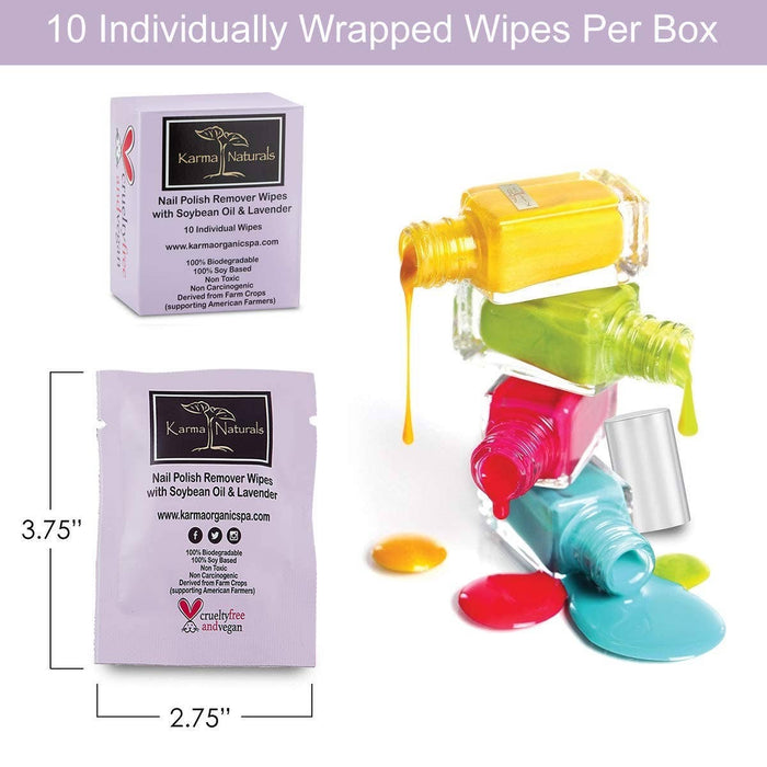 Karma Organic spa - Lavender Nail Polish Remover Wipes - 10 pack