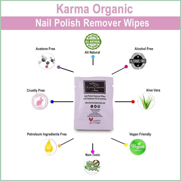Karma Organic spa - Lavender Nail Polish Remover Wipes - 10 pack
