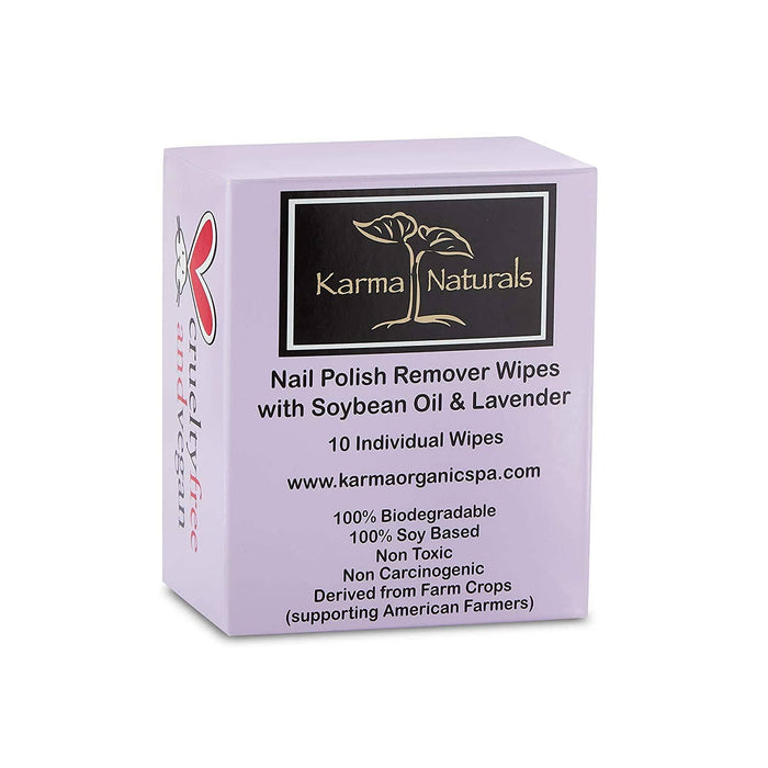 Karma Organic spa - Lavender Nail Polish Remover Wipes - 10 pack