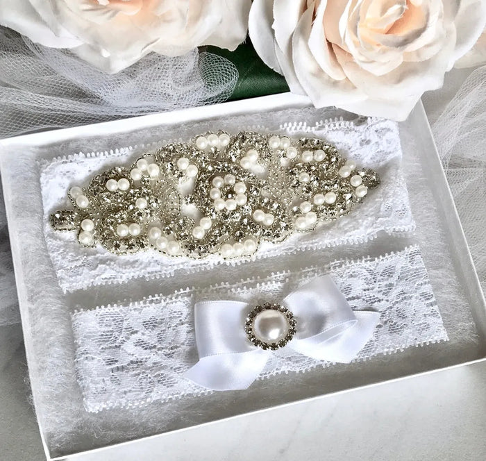 Wedding Accessories - Lace and Crystal Bridal Garter Set