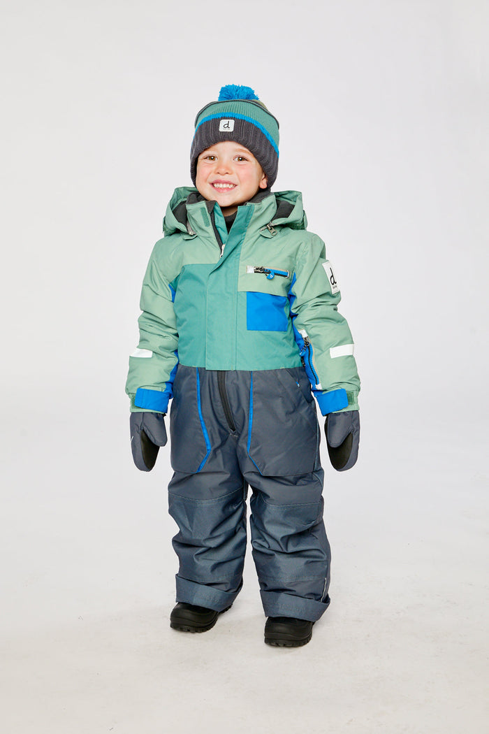 Kids One Piece Play Snowsuit Sage Green And Grey-1