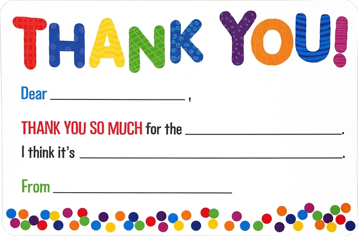 Kids Thank You Note Cards
