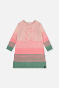 Knitted Stripe Dress Very Pale Pink And Green-0