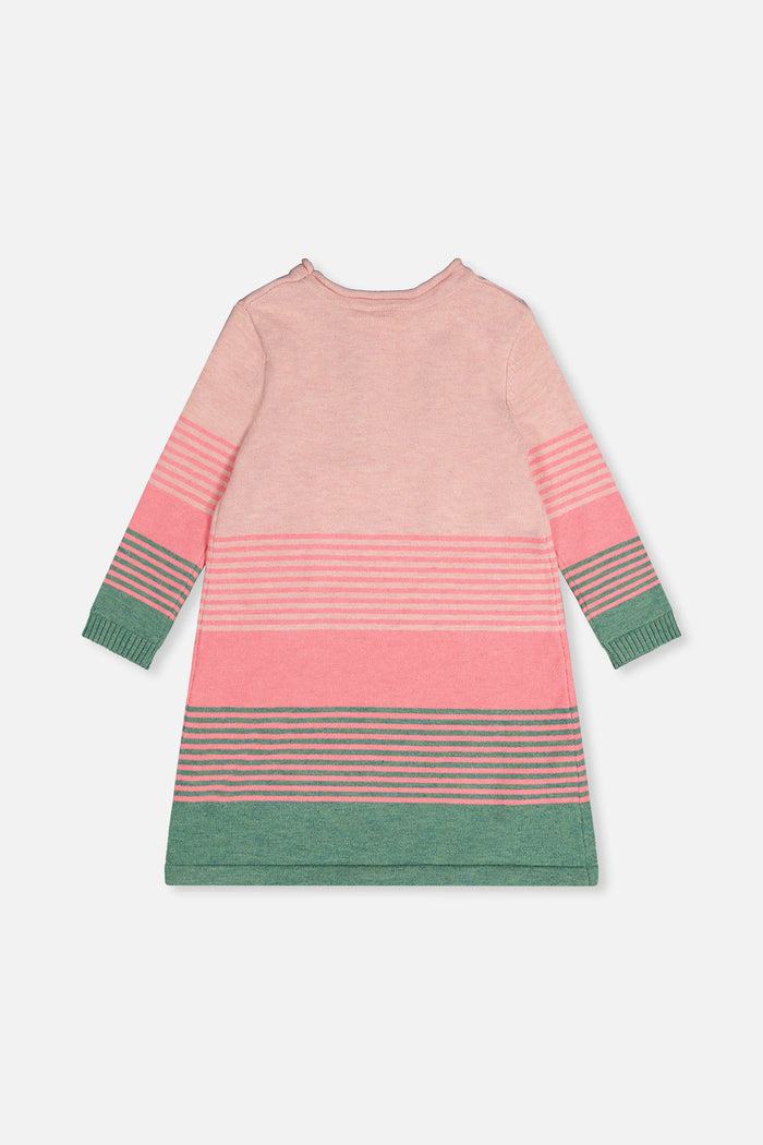 Knitted Stripe Dress Very Pale Pink And Green-2