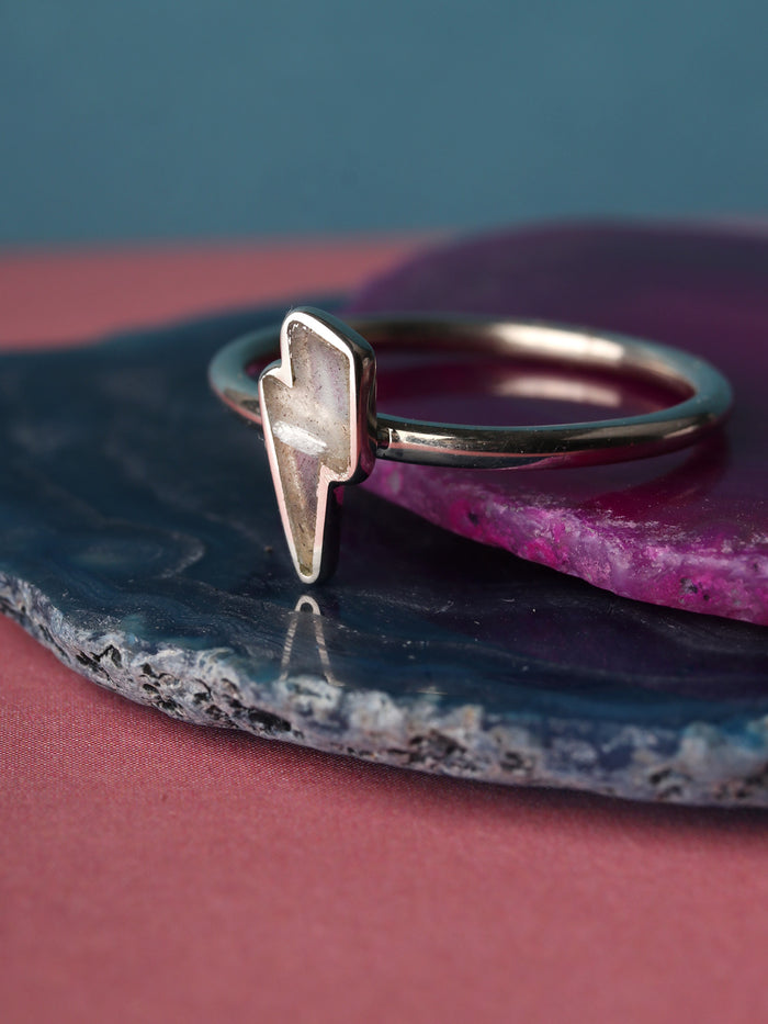 Labradorite Bolt Sterling Silver Ring | One Colour-Image 1