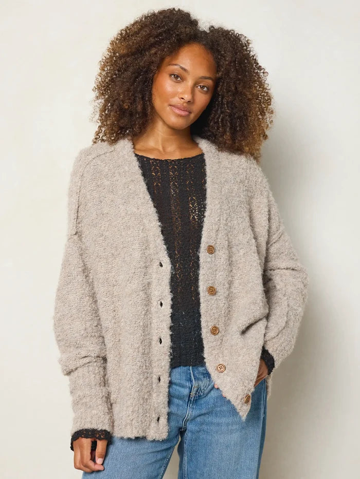 Like-A-Hug Boucle Cardigan Sweater - Mushroom-view 2