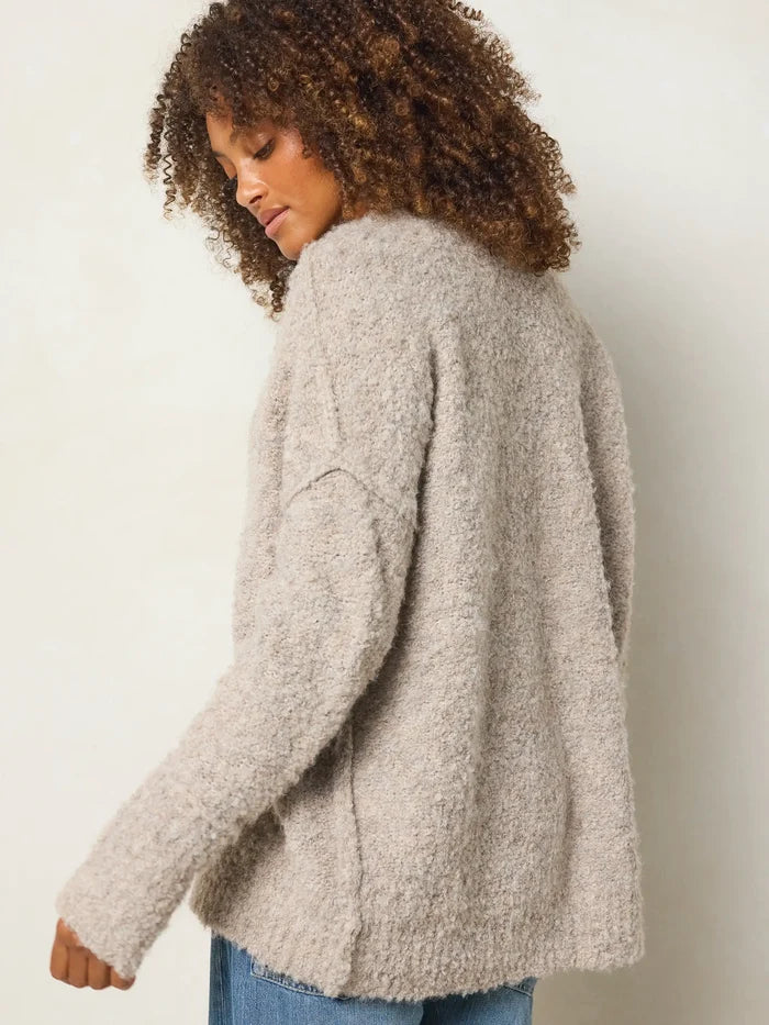 Like-A-Hug Boucle Cardigan Sweater - Mushroom-view 4
