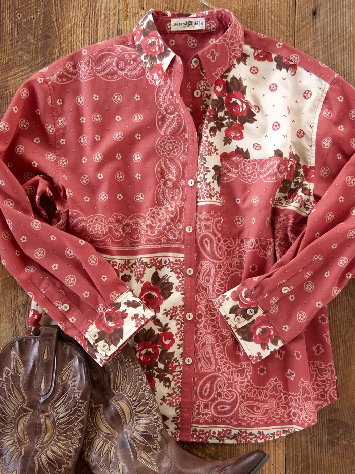 Lived In Button Down - Western Handkerchief Brick-view 1