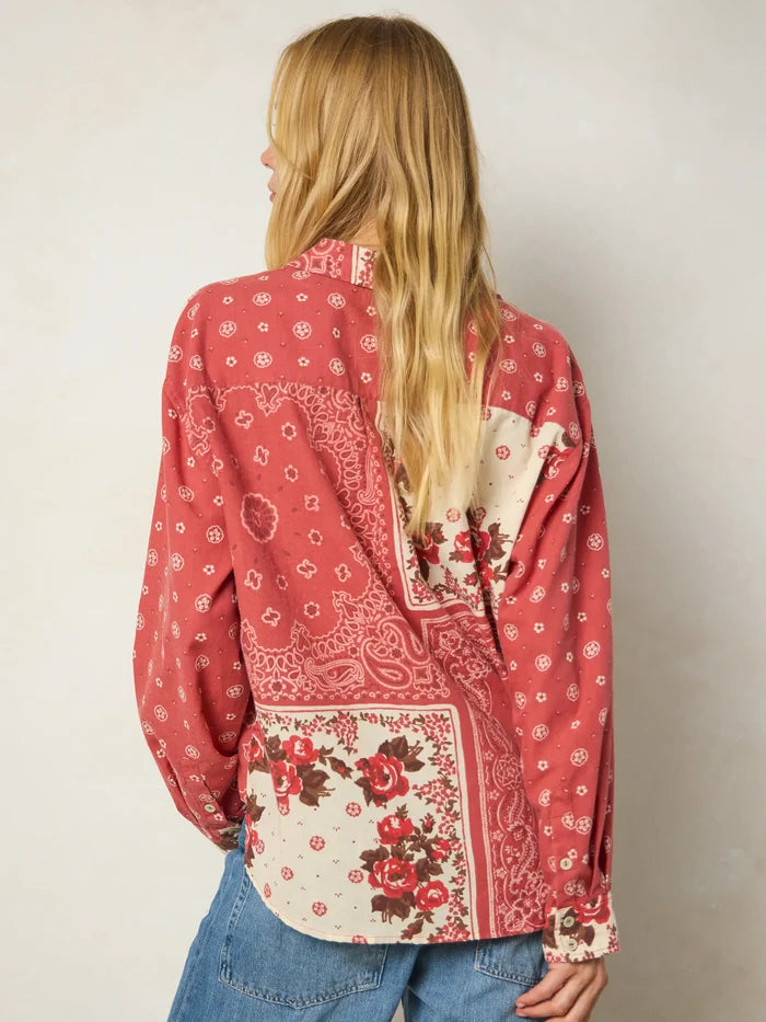 Lived In Button Down - Western Handkerchief Brick-view 4