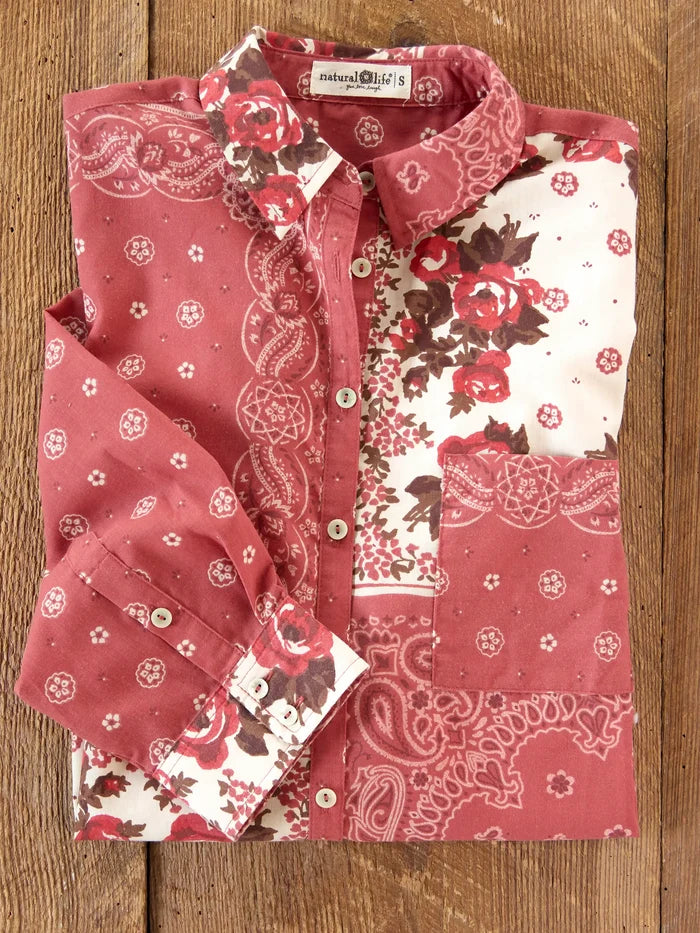 Lived In Button Down - Western Handkerchief Brick-view 5