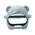 Gray elephant-shaped teether on a white background