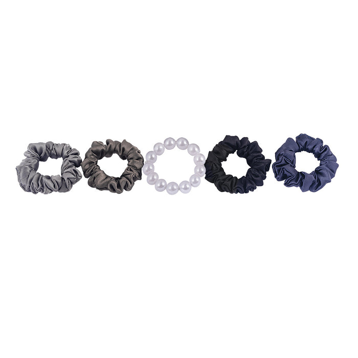 Luxury Scrunchies Set of 5 with Free Pouch - Neutral Gift Set