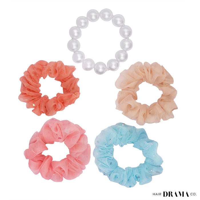 Luxury Scrunchies Set of 5 with free pouch - Unicorn Gift Set