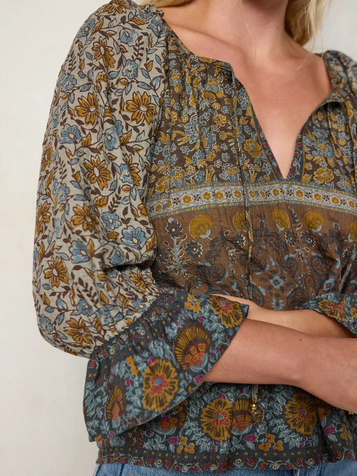 Magnolia Top - Jaipur Flora Brown-view 2
