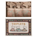 Matchbox with toy mice and vintage matchbox label