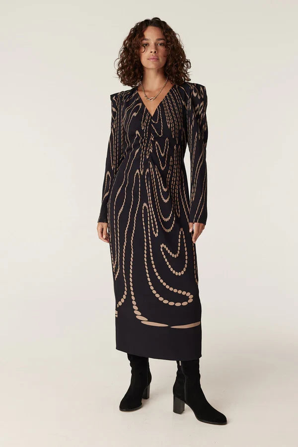MARGAUX DRESS | Navy Camel Spot