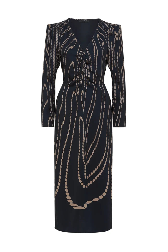 MARGAUX DRESS | Navy Camel Spot