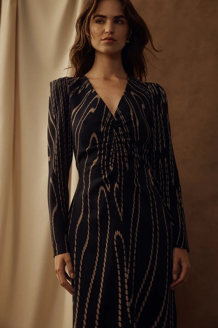 MARGAUX DRESS | Navy Camel Spot