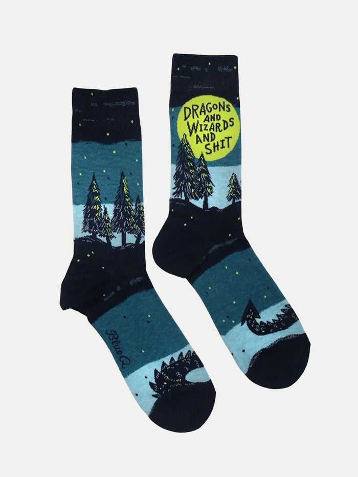 Men's Socks - Dragons & Wizards & Shit | Blue-Image 1