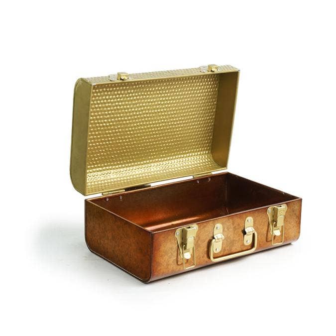 Metal Trunk Box Gold Copper Finish - Magnolia Lane co. Home + Garden + Gift