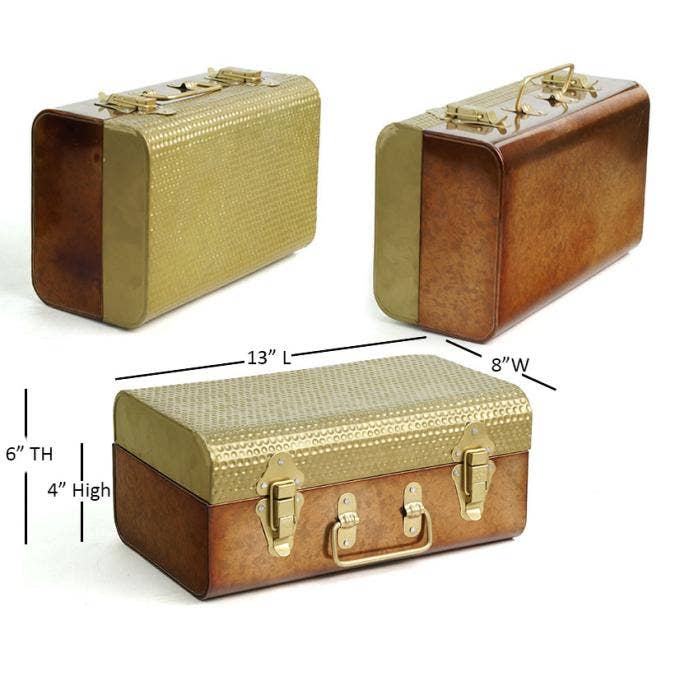 Metal Trunk Box Gold Copper Finish - Magnolia Lane co. Home + Garden + Gift