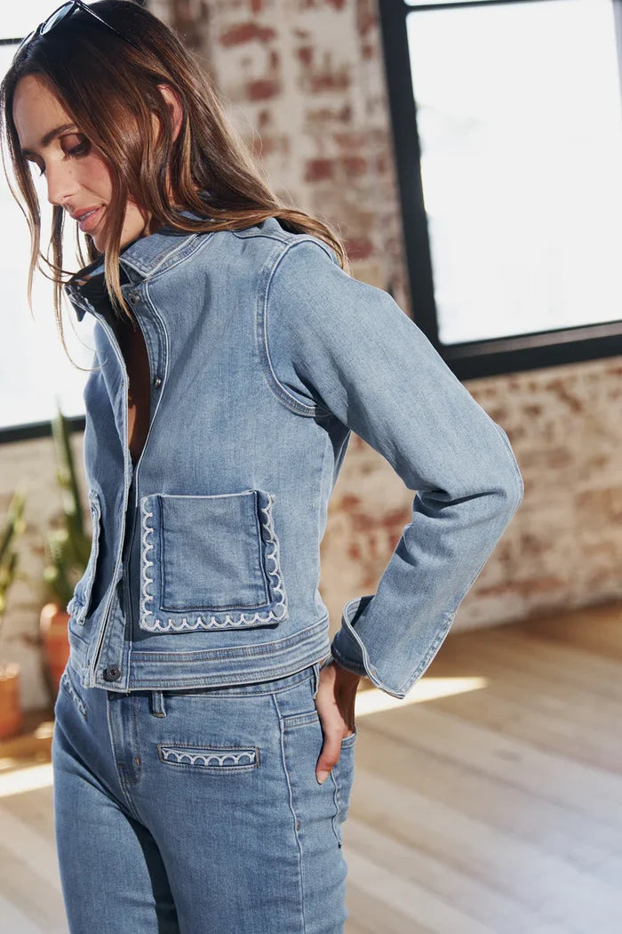 MILA DENIM JACKET in 70's Blue by Kireina