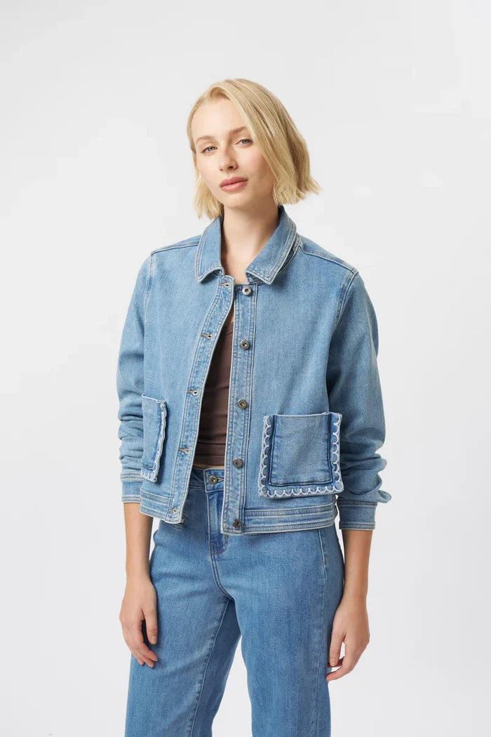 MILA DENIM JACKET in 70's Blue by Kireina