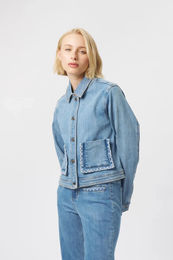MILA DENIM JACKET in 70's Blue by Kireina