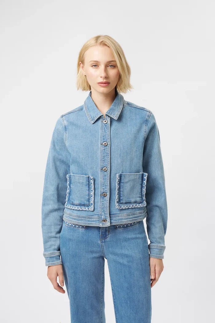 MILA DENIM JACKET in 70's Blue by Kireina