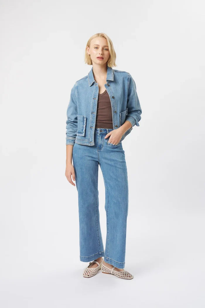 MILA DENIM JACKET in 70's Blue by Kireina