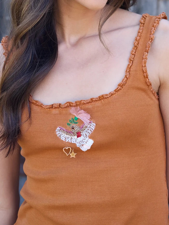 Mona Beaded Tank - Rust Bird-view 1