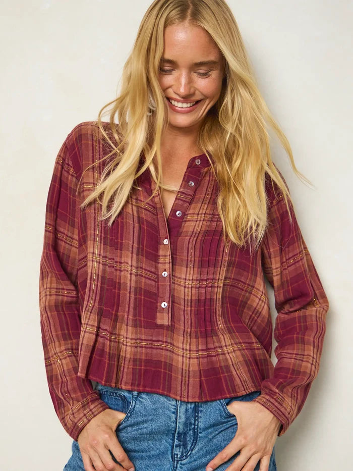 Montana Top - Cranberry Rust Plaid-view 1