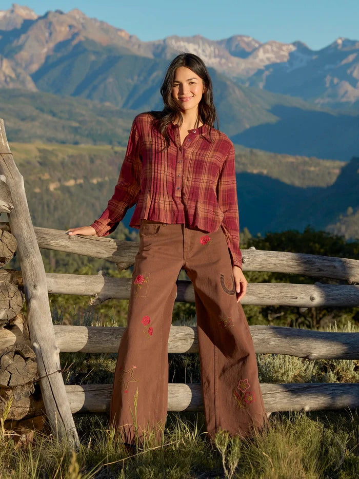 Montana Top - Cranberry Rust Plaid-view 2