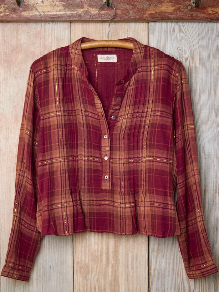 Montana Top - Cranberry Rust Plaid-view 5