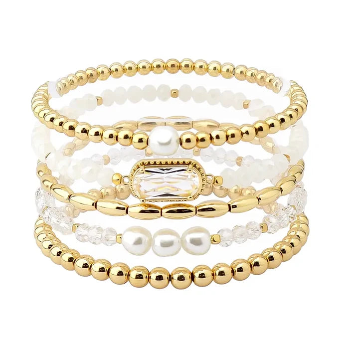 Multi Layered Beaded Stretch Bracelet SET