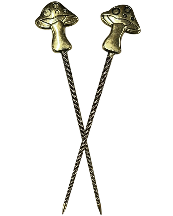 Mushroom Hair Sticks - Nature Inspired Hair Accessories for Women available in silver or gold finish