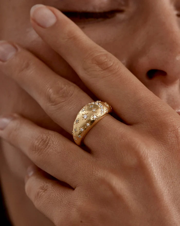 By Charlotte MY MOON AND STARS RING in 18k Gold Vermeil