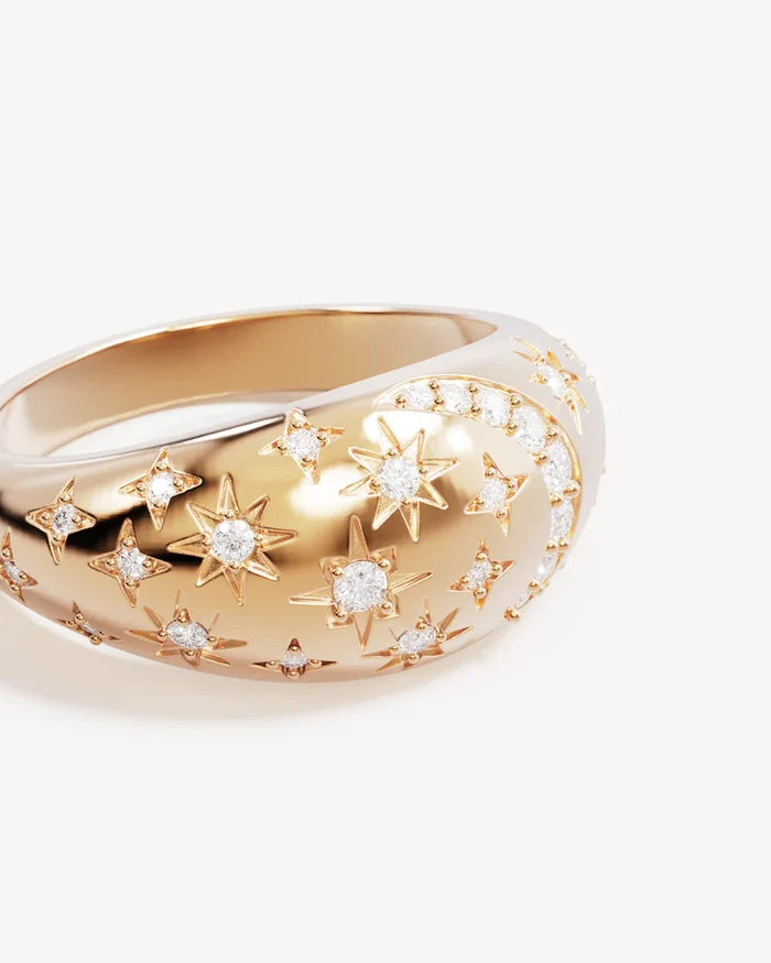 By Charlotte MY MOON AND STARS RING in 18k Gold Vermeil