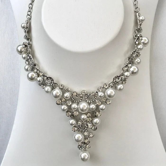 Wedding Jewelry - Pearl and Crystal Bridal Jewelry Set