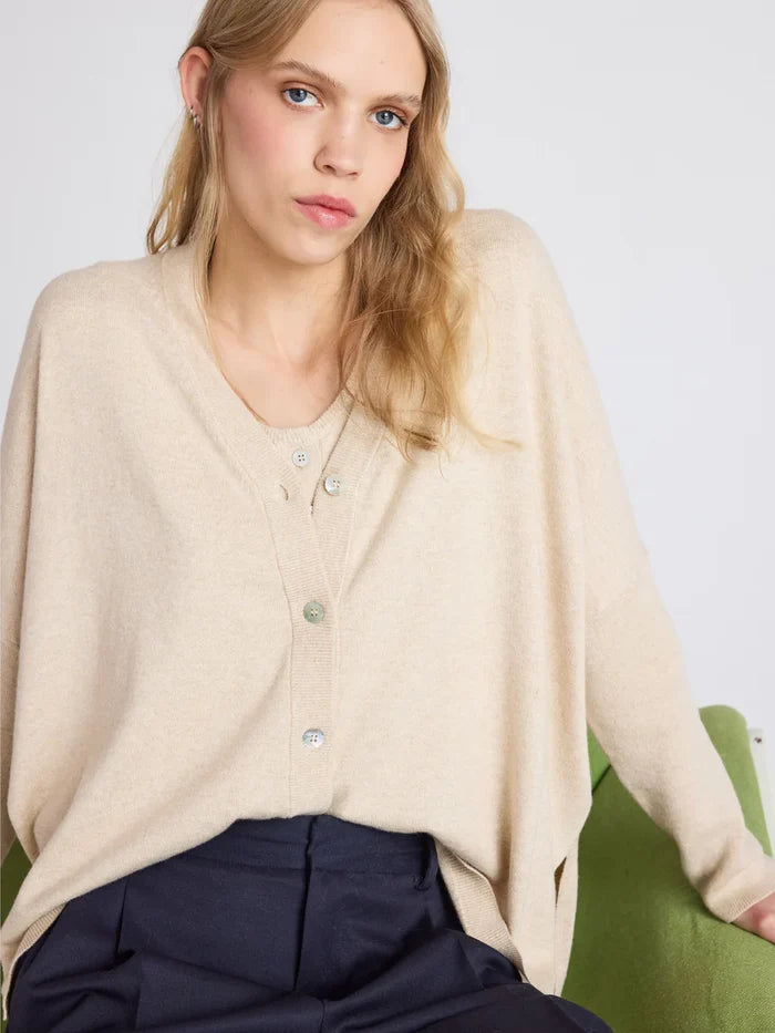 NATALIE PONCHO CARDIGAN | Oat - Darling & Domain
