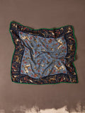 Navy Unicorn Tapestry Print Wool-Silk Bandana