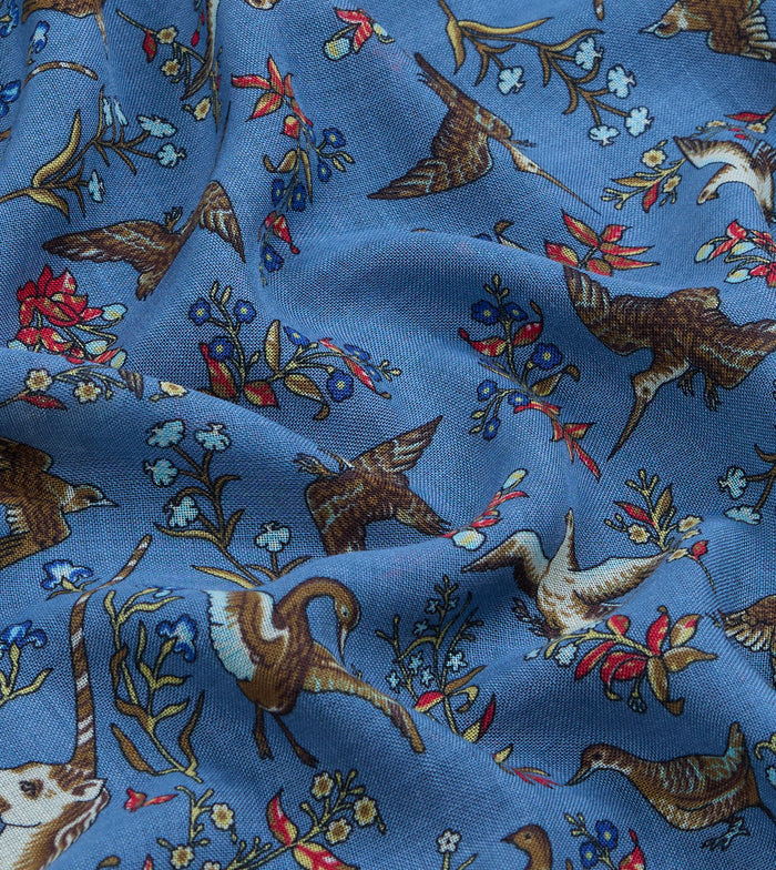 Navy Unicorn Tapestry Print Wool-Silk Bandana