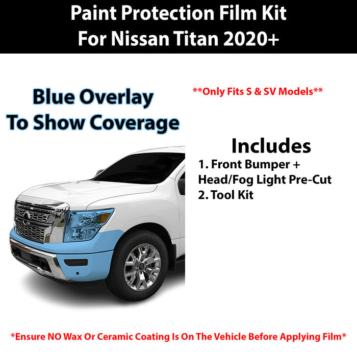 Fits Nissan Titan (S & SV) 2020+ Precut Premium Paint Protection Film Clear Bra PPF Decal Film Kit Cover - Bogar Tech Designs