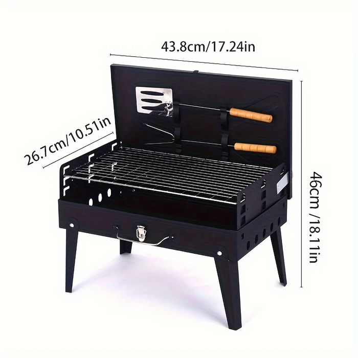 NNETM Portable Iron BBQ Grill with Tools