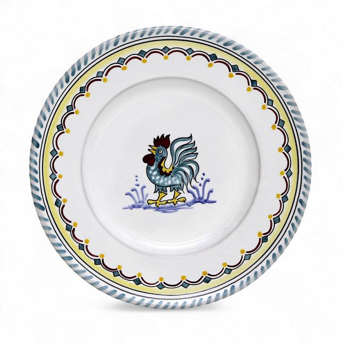 ORVIETO GREEN ROOSTER SIMPLE: Pasta/Soup Rimmed Bowl Plate