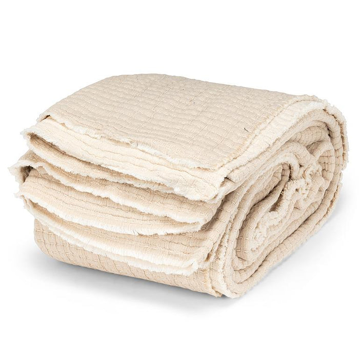 Overstitch Double/Queen Bed Cover-Beige-90"Sq - Magnolia Lane co. Home + Garden + Gift